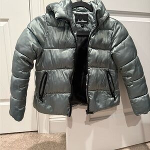 Sam Edelman Metallic Puffer Jacket for Kids Olive Green